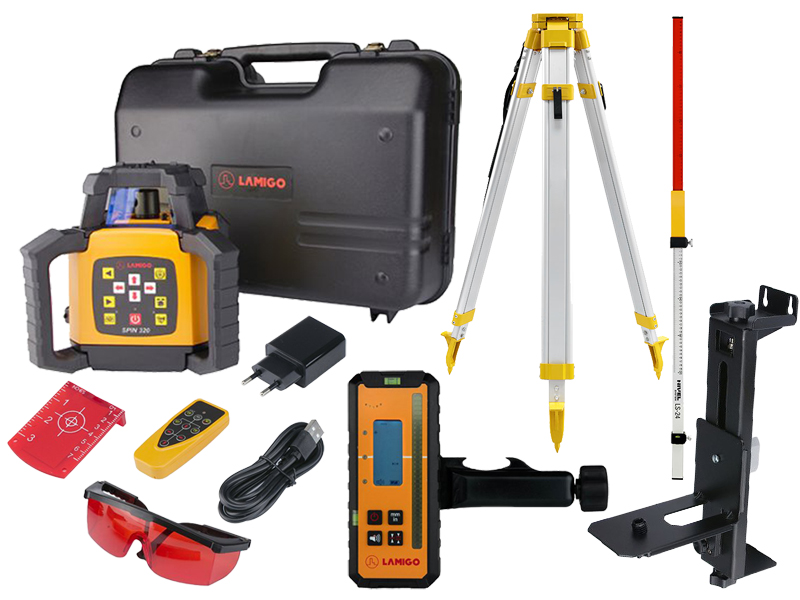 Lamigo Spin 320 - Laser rotacyjny + statyw, łata 1 Lamigo Spin 320 Statyw I łata
