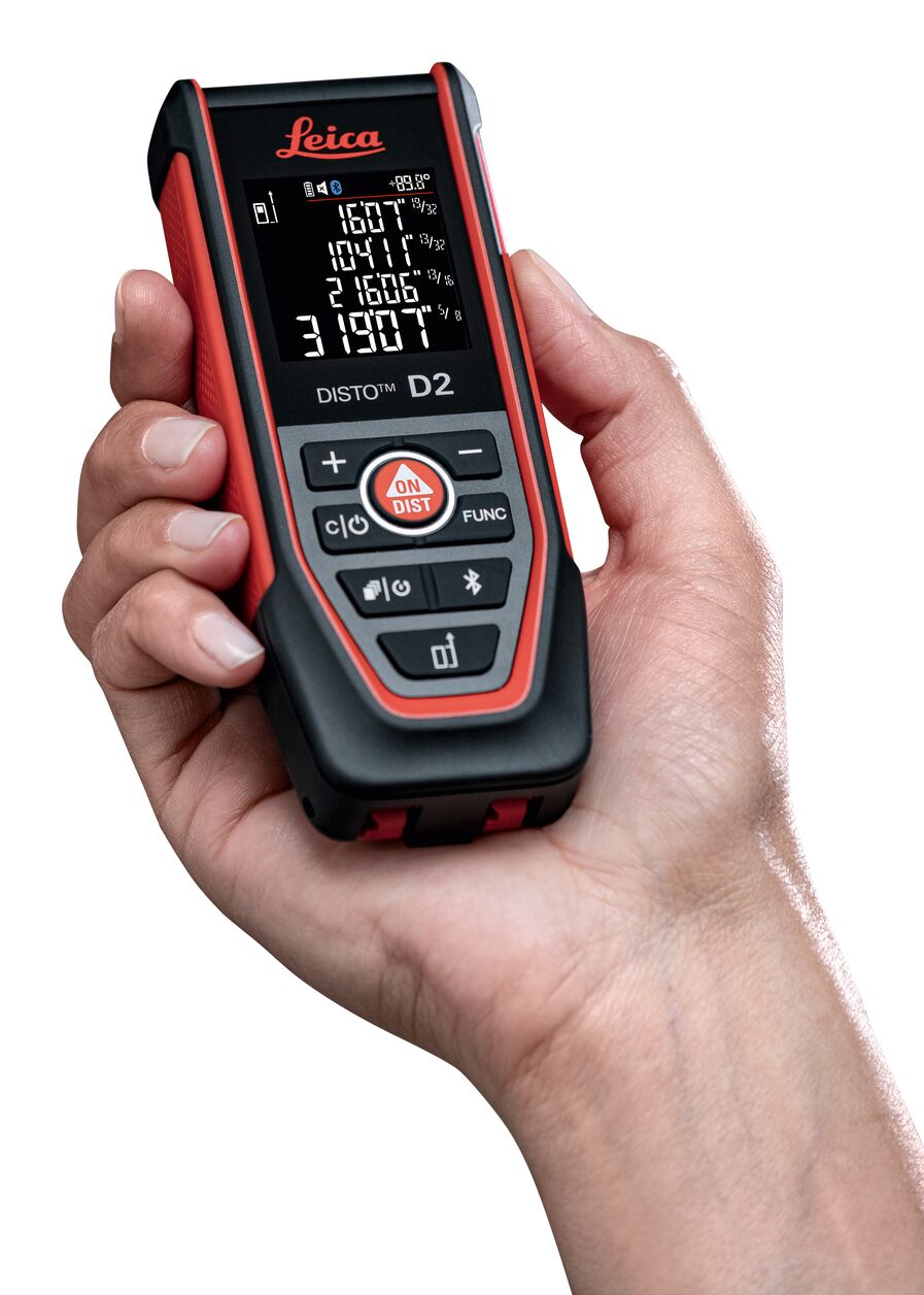 Leica DISTO D2R – dalmierz laserowy 100 m z Bluetooth i NFC 4 Low Resolution Leica D2 Distancemeasurment Hand Ft Highres